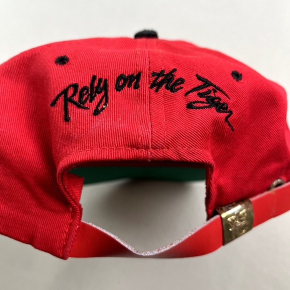 Vintage Exxon Mobil Hat Cap Strapback Red Adjustable Tiger Gas Oil Racing 90s - Picture 5 of 8